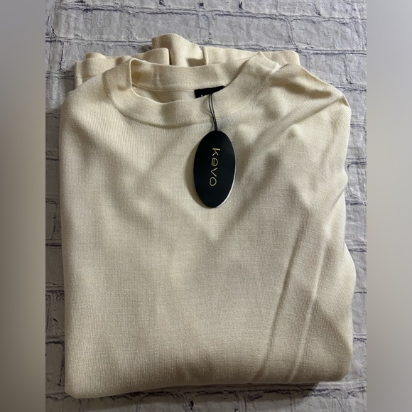 KEVO 2-PLY 100% SILK WASHABLE MEN’S CREAM CREWNECK SWEATER SIZE XL TIMELESS - Picture 1 of 6